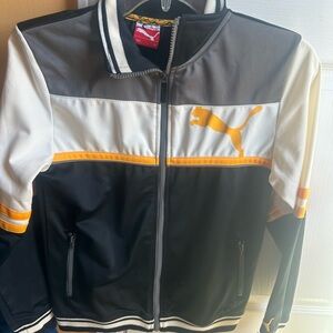 Puma Men's Black, White, and Orange Bomber Jacket
